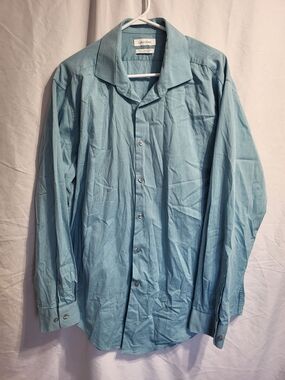 Calvin Klein Men's Sky Blue Button-Up Dress Shirt, Size XL